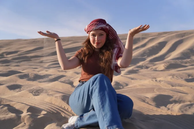 girl vibing in inland sea