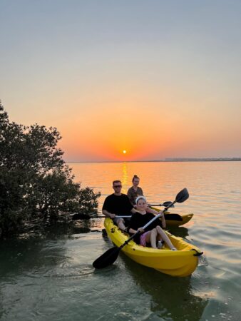 purple island sunset kayaking in qatar